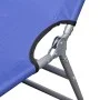 Folding steel lounger with head cushion blue steel by , Loungers - Ref: Foro24-41481, Price: 64,99 €, Discount: %