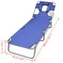 Folding steel lounger with head cushion blue steel by , Loungers - Ref: Foro24-41481, Price: 64,99 €, Discount: %