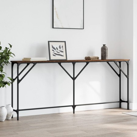 Mesa consola madera de ingeniería marrón roble 180x23x75 cm de , Mesas auxiliares - Ref: Foro24-837771, Precio: 62,88 €, Desc...