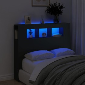 Cabecero con LED madera de ingeniería negro 120x18,5x103,5 cm de , Cabeceros y pies de cama - Ref: Foro24-837338, Precio: 78,...