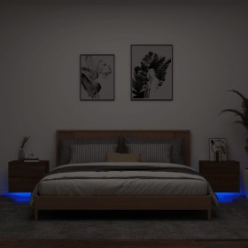 Mesitas de noche de pared con luces LED 2 unidades roble marrón de , Mesitas de noche - Ref: Foro24-836825, Precio: 96,53 €, ...