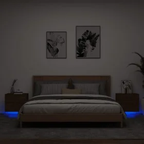 Mesitas de noche de pared con luces LED 2 unidades roble marrón de , Mesitas de noche - Ref: Foro24-836825, Precio: 95,20 €, ...