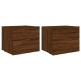Mesitas de noche de pared con luces LED 2 unidades roble marrón de , Mesitas de noche - Ref: Foro24-836825, Precio: 96,53 €, ...
