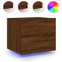 Mesitas de noche de pared con luces LED 2 unidades roble marrón de , Mesitas de noche - Ref: Foro24-836825, Precio: 96,53 €, ...