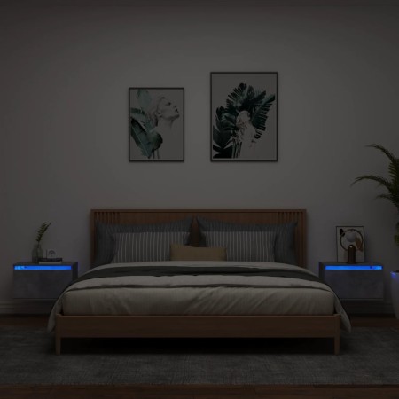 Mesitas de noche de pared con luces LED 2 uds gris hormigón de , Mesitas de noche - Ref: Foro24-836833, Precio: 75,38 €, Desc...