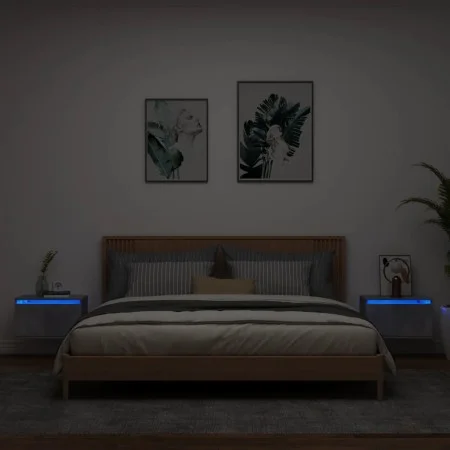 Wall bedside tables with LED lights 2 pcs concrete gray by , Nightstands - Ref: Foro24-836833, Price: 73,70 €, Discount: %