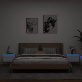 Wall bedside tables with LED lights 2 units white by , Nightstands - Ref: Foro24-836827, Price: 66,67 €, Discount: %