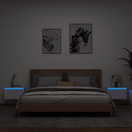 Mesitas de noche de pared con luces LED 2 unidades blanco de , Mesitas de noche - Ref: Foro24-836827, Precio: 68,09 €, Descue...