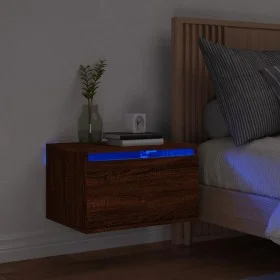 Mesita de noche de pared con luces LED roble marrón de , Mesitas de noche - Ref: Foro24-836838, Precio: 31,54 €, Descuento: %