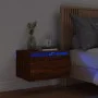 Mesita de noche de pared con luces LED roble marrón de , Mesitas de noche - Ref: Foro24-836838, Precio: 31,54 €, Descuento: %
