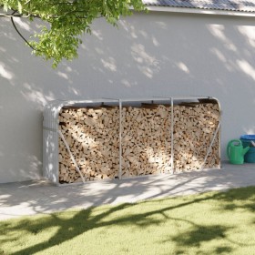 Leñero de acero galvanizado gris claro 234x45x100 cm de , Bolsas y soportes de leña - Ref: Foro24-364555, Precio: 62,23 €, De...