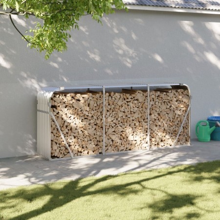 Leñero de acero galvanizado plateado 234x45x100 cm de , Bolsas y soportes de leña - Ref: Foro24-364595, Precio: 61,70 €, Desc...