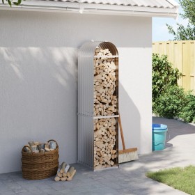 Leñero de acero galvanizado plateado 40x45x170 cm de , Bolsas y soportes de leña - Ref: Foro24-364588, Precio: 49,08 €, Descu...