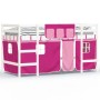 Cama alta para niños con cortinas madera pino rosa 90x200 cm de , Camas y somieres - Ref: Foro24-3206969, Precio: 198,36 €, D...