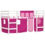Cama alta para niños con cortinas madera pino rosa 90x200 cm de , Camas y somieres - Ref: Foro24-3206969, Precio: 198,36 €, D...