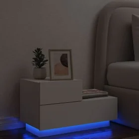 Mesita de noche con luces LED blanca 70x36x40,5 cm de , Mesitas de noche - Ref: Foro24-836777, Precio: 74,64 €, Descuento: %