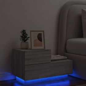 Mesita de noche con luces LED gris Sonoma 70x36x40,5 cm de , Mesitas de noche - Ref: Foro24-836782, Precio: 73,97 €, Descuent...