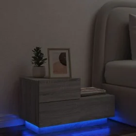 Mesita de noche con luces LED gris Sonoma 70x36x40,5 cm de , Mesitas de noche - Ref: Foro24-836782, Precio: 72,76 €, Descuent...