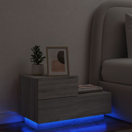 Mesita de noche con luces LED gris Sonoma 70x36x40,5 cm de , Mesitas de noche - Ref: Foro24-836782, Precio: 73,97 €, Descuent...
