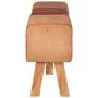 Banco potro de gimnasio cuero auténtico y lona marrón 160 cm de , Bancos de comedor y cocina - Ref: Foro24-356385, Precio: 18...