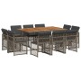 Set de comedor de jardín 11 pzas y cojines ratán sintético gris en Conjuntos de jardín | Comprar online en Foru.es