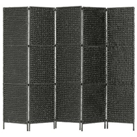 Biombo divisor 5 paneles jacinto de agua negro 193x160 cm de vidaXL, Divisores de ambientes - Ref: Foro24-247352, Precio: 136...