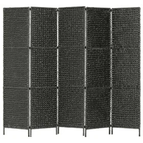 Biombo divisor 5 paneles jacinto de agua negro 193x160 cm de vidaXL, Divisores de ambientes - Ref: Foro24-247352, Precio: 134...
