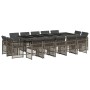 Set comedor de jardín con cojines 15 pzas ratán sintético gris en Conjuntos de jardín | Comprar online en Foru.es