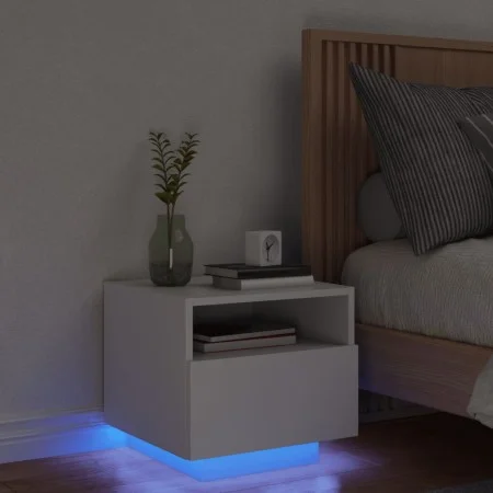 Bedside table with white LED lights 40x39x37 cm by , Nightstands - Ref: Foro24-836798, Price: 51,84 €, Discount: %