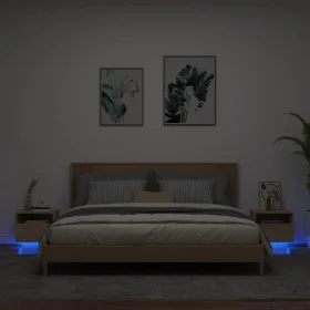 Mesitas de noche con luces LED 2 uds roble Sonoma 40x39x37 cm de , Mesitas de noche - Ref: Foro24-836803, Precio: 71,14 €, De...