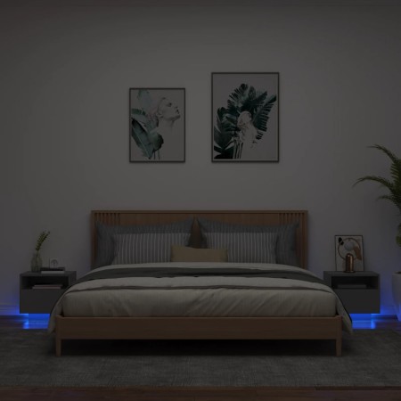 Mesitas de noche con luces LED 2 unidades negro 40x39x37 cm de , Mesitas de noche - Ref: Foro24-836801, Precio: 88,04 €, Desc...
