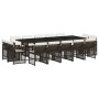 Set comedor de jardín y cojines 15 pzas ratán sintético marrón en Conjuntos de jardín | Comprar online en Foru.es