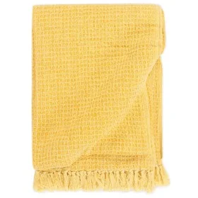 Manta de algodón amarillo mostaza 160x210 cm de vidaXL, Mantas - Ref: Foro24-133762, Precio: 36,92 €, Descuento: %