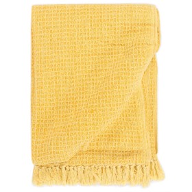 Manta de algodón amarillo mostaza 160x210 cm de vidaXL, Mantas - Ref: Foro24-133762, Precio: 37,57 €, Descuento: %