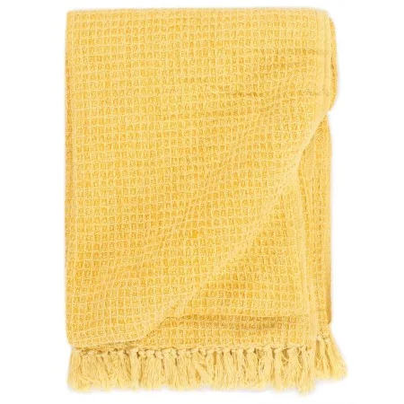 Manta de algodón amarillo mostaza 160x210 cm de vidaXL, Mantas - Ref: Foro24-133762, Precio: 36,92 €, Descuento: %
