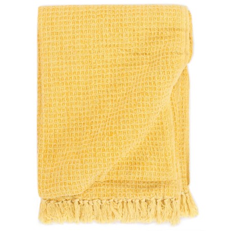 Manta de algodón amarillo mostaza 160x210 cm de vidaXL, Mantas - Ref: Foro24-133762, Precio: 37,57 €, Descuento: %