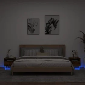 Mesitas de noche con luces LED 2 uds roble ahumado 40x39x37 cm by , Nightstands - Ref: Foro24-836807, Price: 57,44 €, Discoun...