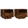 Mesitas de noche con luces LED 2 uds roble ahumado 40x39x37 cm de , Mesitas de noche - Ref: Foro24-836807, Precio: 59,01 €, D...