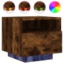 Mesitas de noche con luces LED 2 uds roble ahumado 40x39x37 cm de , Mesitas de noche - Ref: Foro24-836807, Precio: 59,01 €, D...