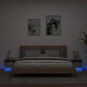 Mesitas de noche con luces LED 2 uds gris hormigón 40x39x37 cm de , Mesitas de noche - Ref: Foro24-836805, Precio: 78,06 €, D...
