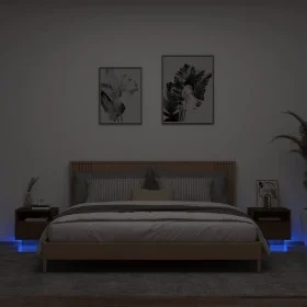Mesitas de noche con luces LED 2 uds marrón roble 40x39x37 cm by , Nightstands - Ref: Foro24-836811, Price: 74,38 €, Discount: %