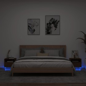 Mesitas de noche con luces LED 2 uds marrón roble 40x39x37 cm de , Mesitas de noche - Ref: Foro24-836811, Precio: 75,32 €, De...