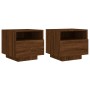 Mesitas de noche con luces LED 2 uds marrón roble 40x39x37 cm de , Mesitas de noche - Ref: Foro24-836811, Precio: 75,32 €, De...