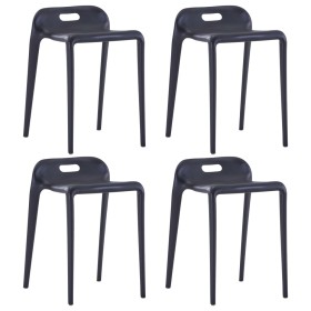 Taburetes apilables 4 unidades plástico negro de vidaXL, Taburetes de cocina - Ref: Foro24-247281, Precio: 170,45 €, Descuent...