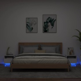 Mesitas de noche con luces LED 2 unidades blanco 40x39x37 cm de , Mesitas de noche - Ref: Foro24-836799, Precio: 73,75 €, Des...