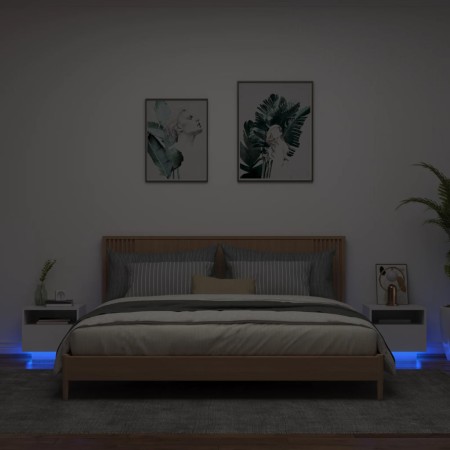 Mesitas de noche con luces LED 2 unidades blanco 40x39x37 cm de , Mesitas de noche - Ref: Foro24-836799, Precio: 73,75 €, Des...