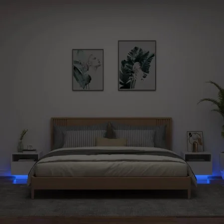 Mesitas de noche con luces LED 2 unidades blanco 40x39x37 cm de , Mesitas de noche - Ref: Foro24-836799, Precio: 71,55 €, Des...