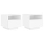 Mesitas de noche con luces LED 2 unidades blanco 40x39x37 cm de , Mesitas de noche - Ref: Foro24-836799, Precio: 73,75 €, Des...