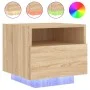 Mesita de noche con luces LED roble Sonoma 40x39x37 cm de , Mesitas de noche - Ref: Foro24-836802, Precio: 50,41 €, Descuento: %