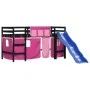High bed for children with pink pine wood curtains 80x200 cm by , Beds and slatted bases - Ref: Foro24-3207017, Price: 266,33...